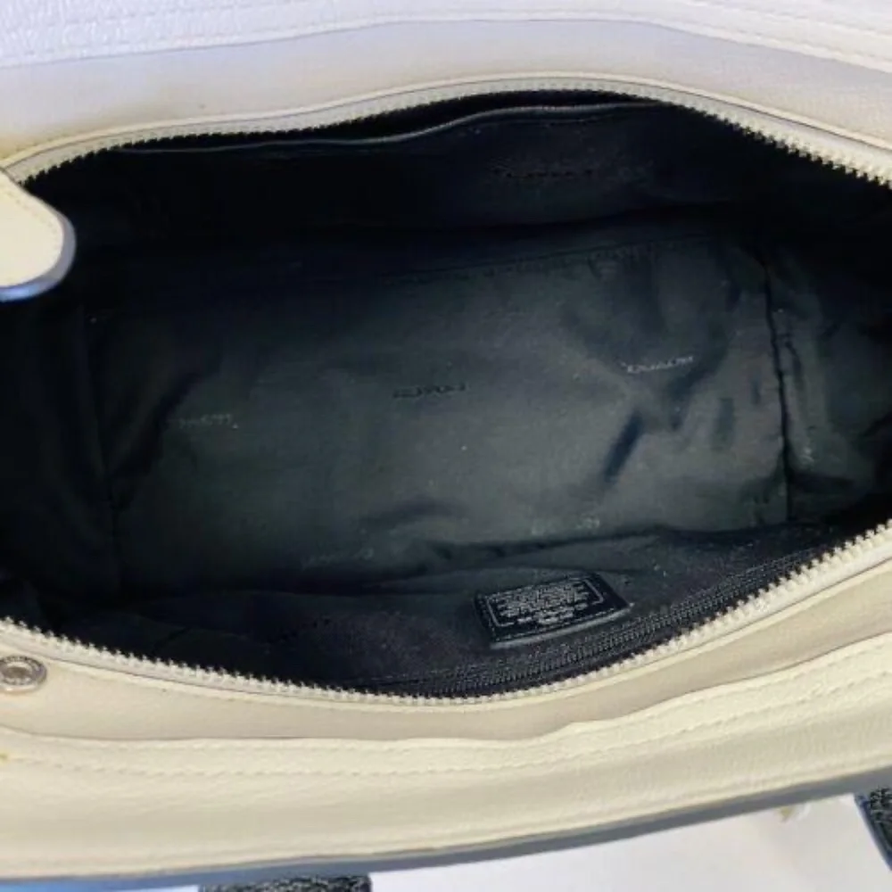 Coach Black and Cream Swagger Satchel with Silver Hardware